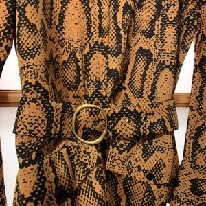 Zara snakeskin print belted shirt dress